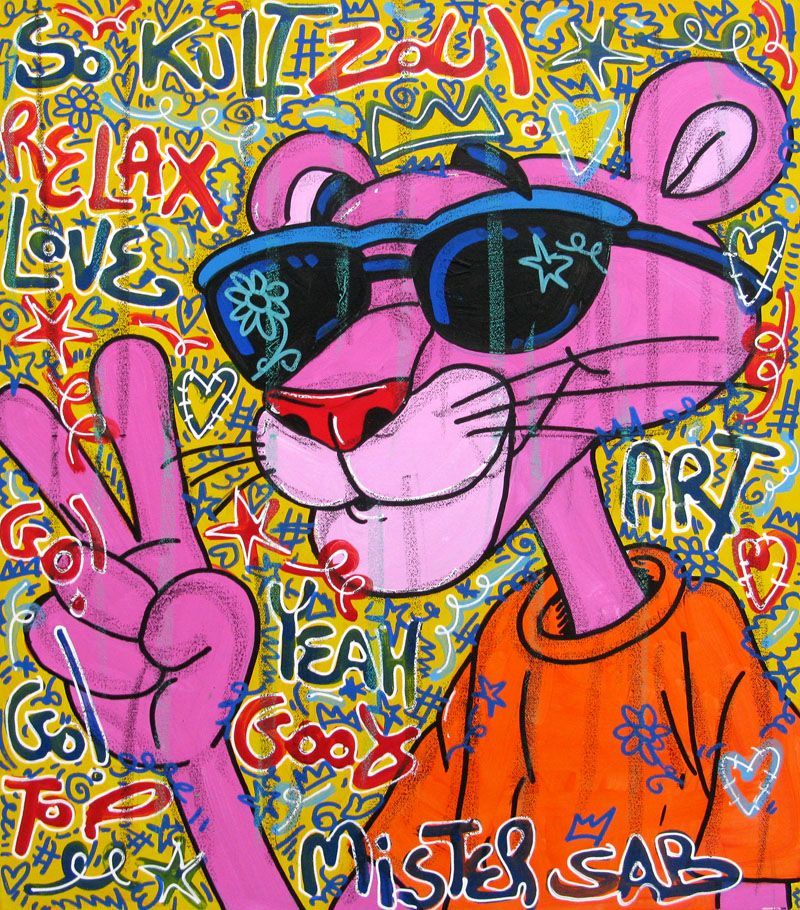 Tableau de RICO SAB a pour titre  Hello Pink style street pop art, street art dim : RICO SABprix:290