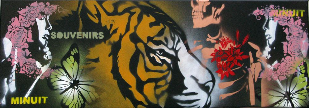 Tableau de KARO TRASS a pour titre  Histoire courte style street pop art, street art dim : KARO TRASSprix:350