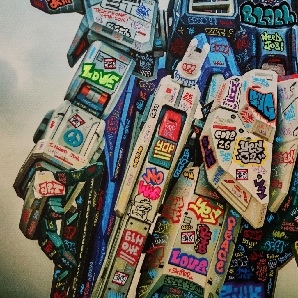 Editions d'art de BLACH a pour titre  Gundam Power style street art dim : BLACHprix:150