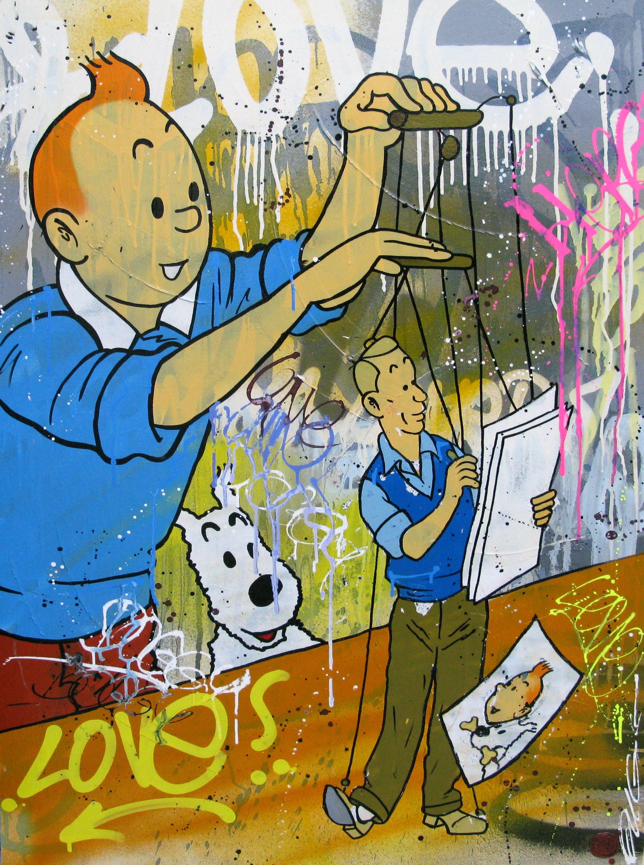 Tableau de JUG a pour titre  The Creator style street pop art, street art dim : JUGprix:900
