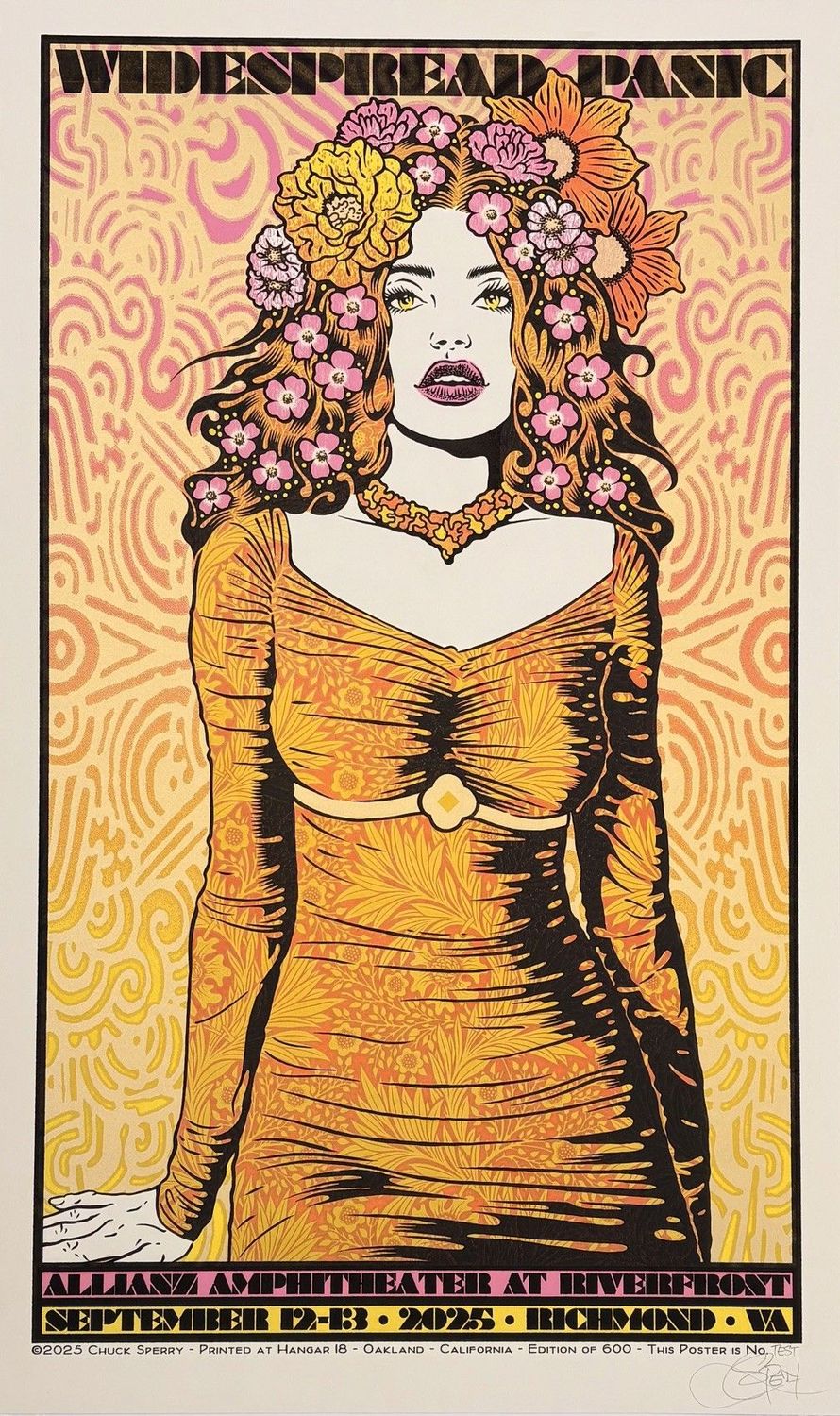 Editions d'art de CHUCK SPERRY a pour titre  JUNO, WIDSPREAD PANIC TEST JAUNE ET ROSE ET OR style expo chuck dim : CHUCK SPERRYprix:600