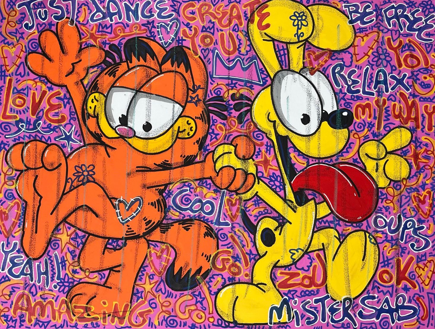 Tableau de RICO SAB a pour titre  Just Dance style street pop art dim : RICO SABprix:450