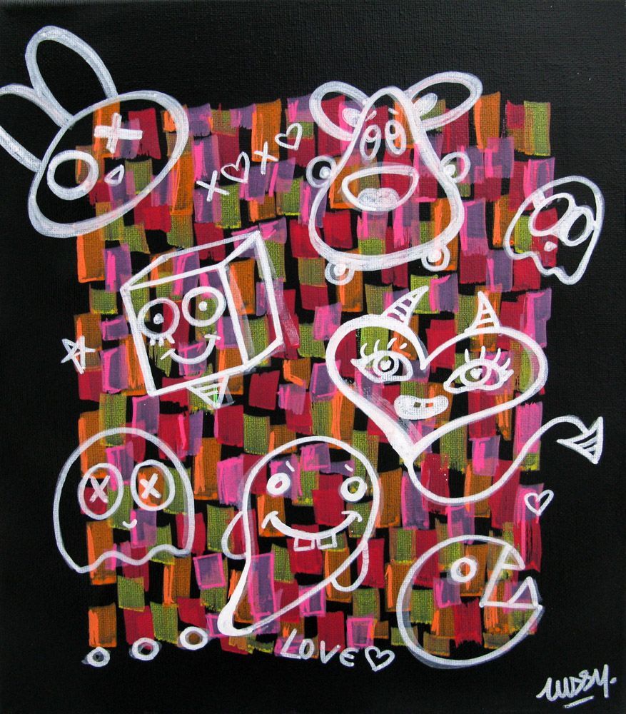Tableau de LUSSY a pour titre  kawaï graff style graffiti, street pop art dim : LUSSYprix:80