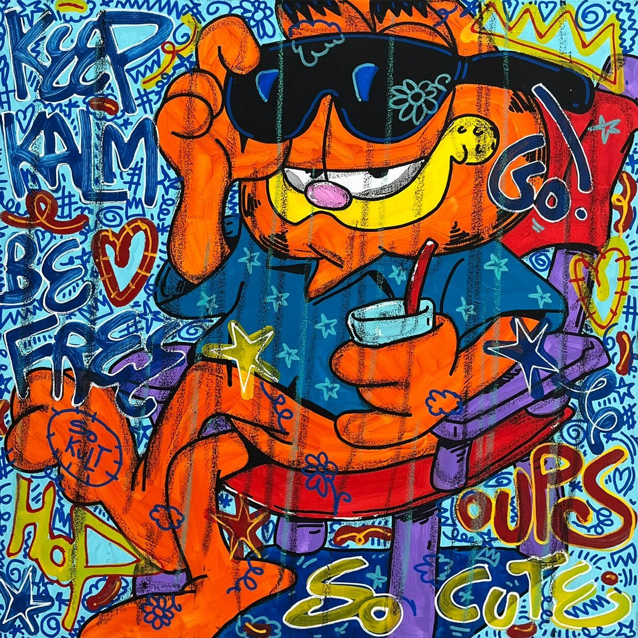 Tableau de RICO SAB a pour titre  Keep Kalm, Be Free style street pop art, street art dim : RICO SABprix:250