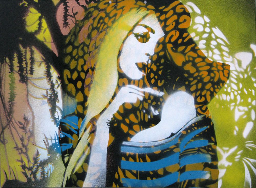 Tableau de KARO TRASS a pour titre  La jungle de margaux style street pop art, street art dim : KARO TRASSprix:170