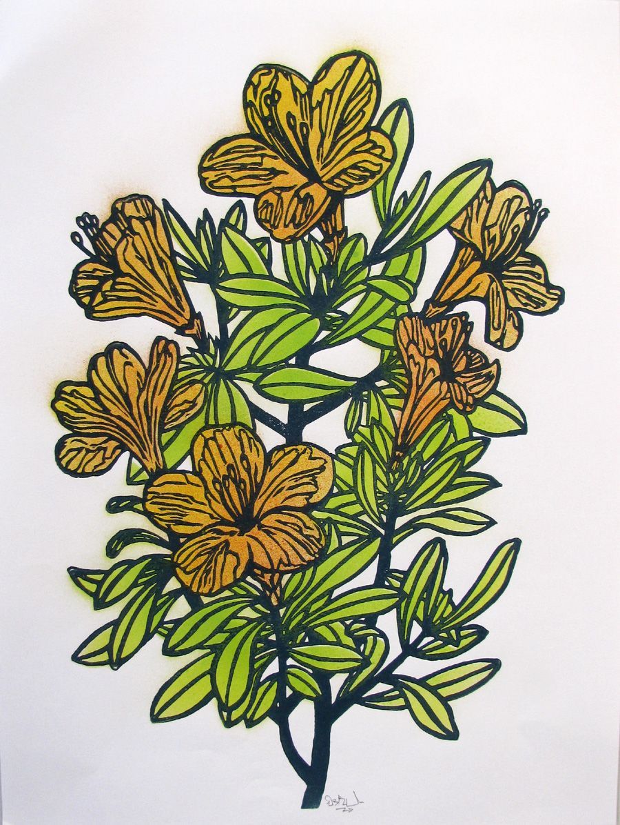 Linogravure figuratif petit format BOUQUET – OSRU – 30 × 40 cm