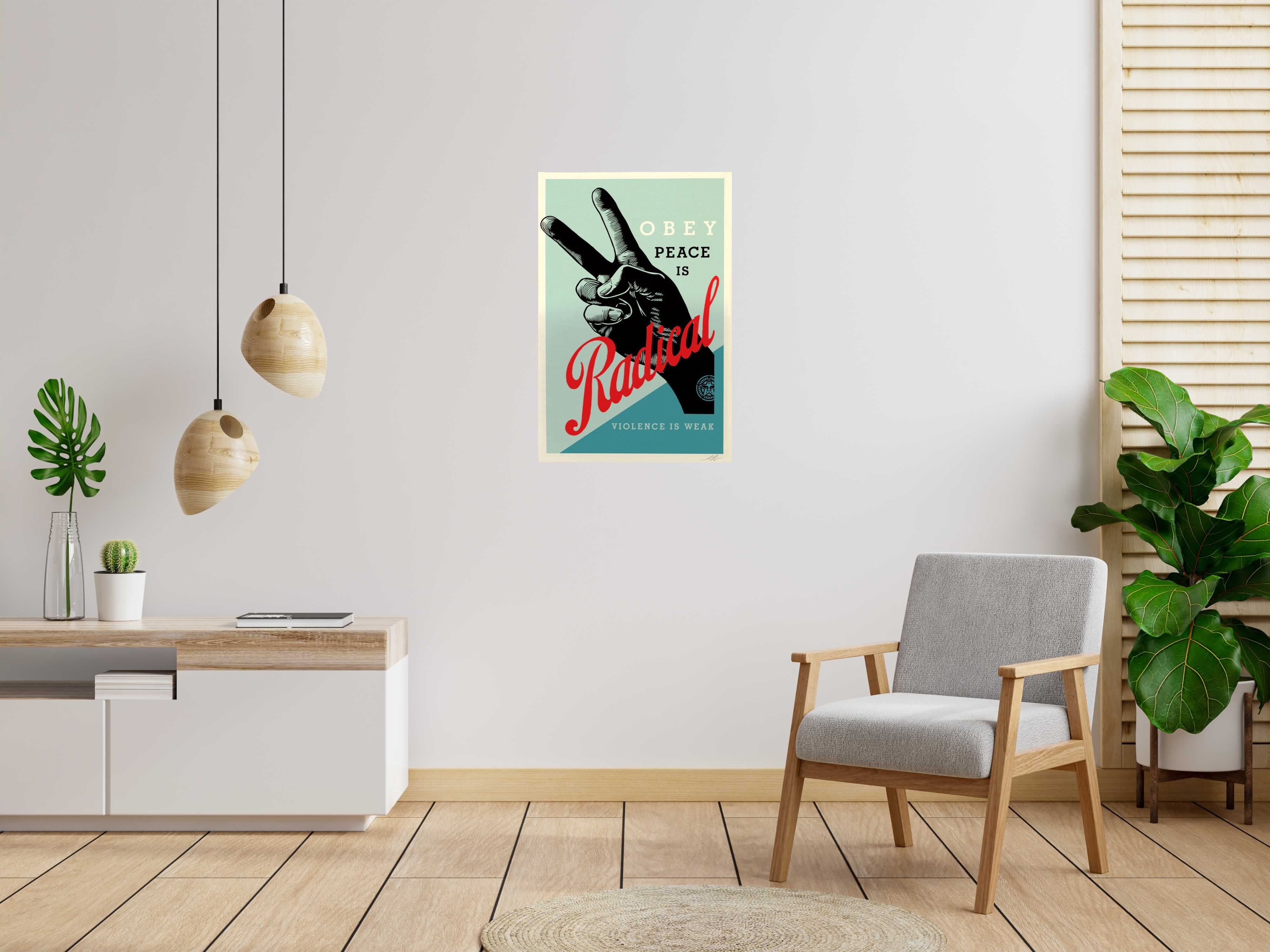 Lithographie Radical Peace de OBEY : SHEPARD FAIREY dans un intérieur – 91 × 61 cm