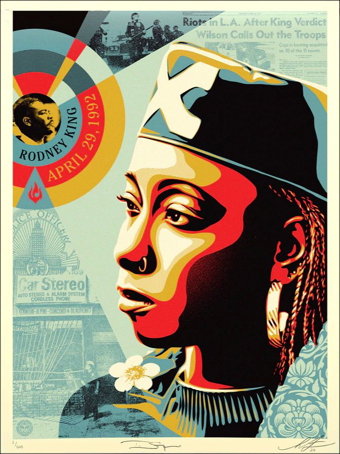 Lithographie moyen format Rodney king – OBEY : SHEPARD FAIREY – 61 × 91 cm