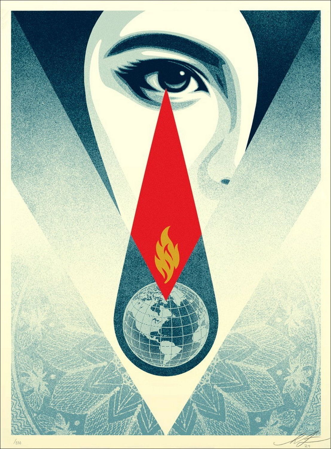 Lithographie moyen format Tear flame – OBEY : SHEPARD FAIREY – 61 × 91 cm