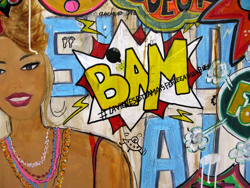 Tableau de CACOU a pour titre  Mademoiselle Pop style graphique dim : CACOUprix:850