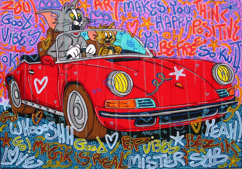 Tableau de RICO SAB a pour titre  Makes you happy style street pop art, street art dim : RICO SABprix:1350