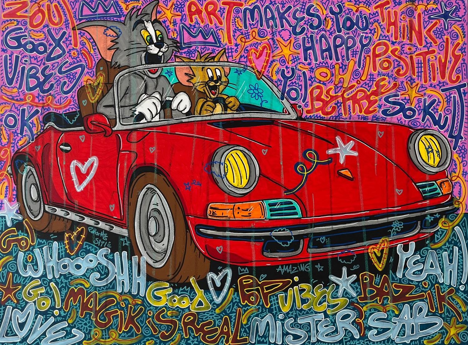 Tableau de RICO SAB a pour titre  Makes You Happy style street pop art, street art dim : RICO SABprix:1350