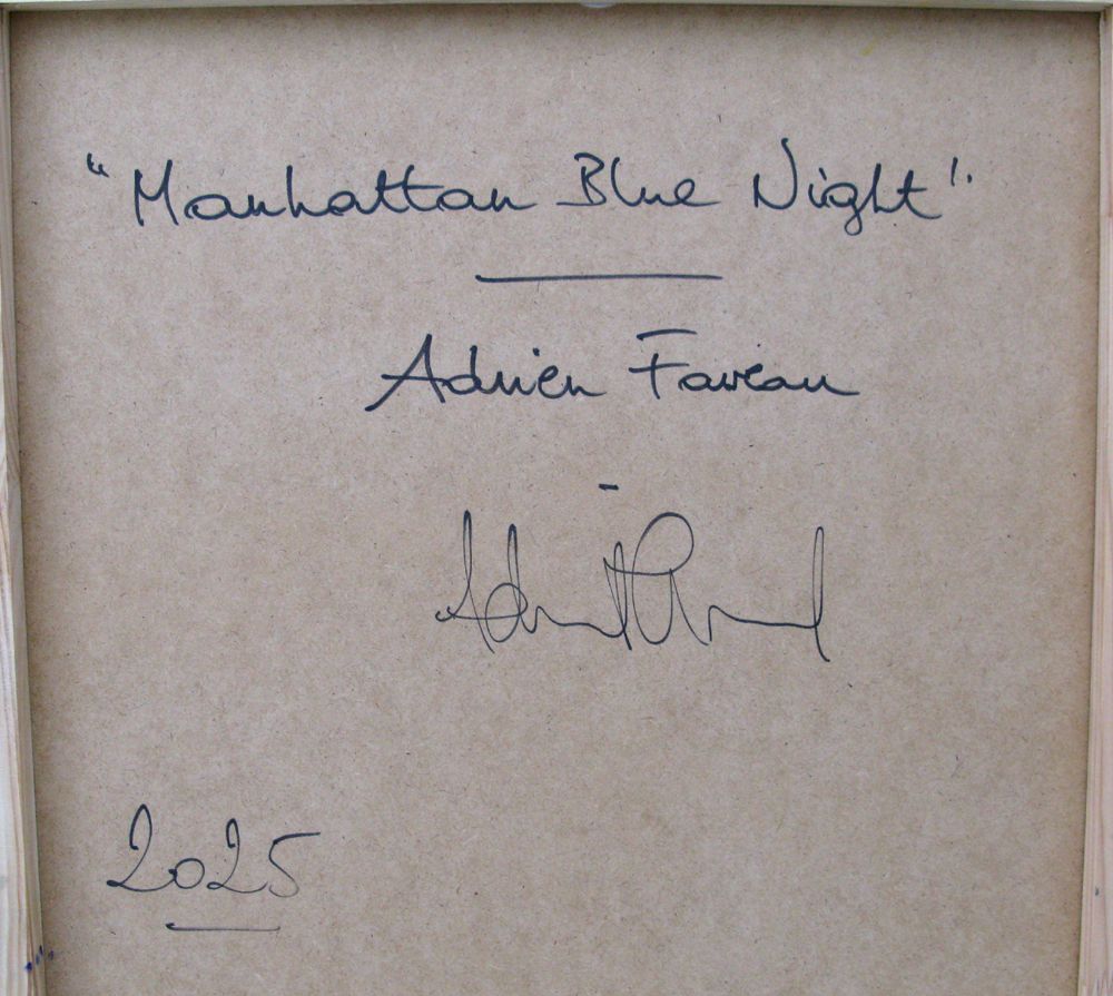 Tableau de ADRIEN FAVEAU a pour titre  Manhattan Blue night style figuratif, graphique dim : ADRIEN FAVEAUprix:2500