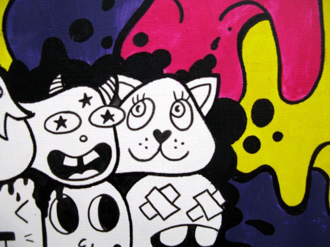 Tableau de LUSSY a pour titre  multi kawaï violet style graffiti, street pop art dim : LUSSYprix:180