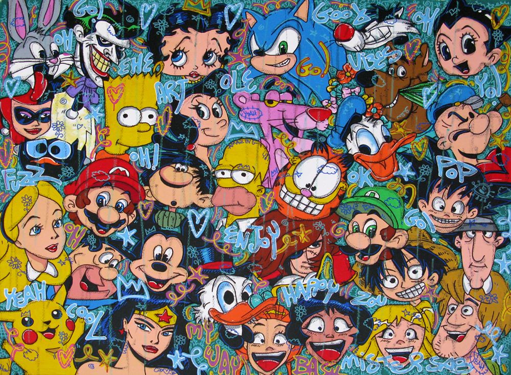 Tableau de RICO SAB a pour titre  My own world #2 style street pop art, street art dim : RICO SABprix:1900