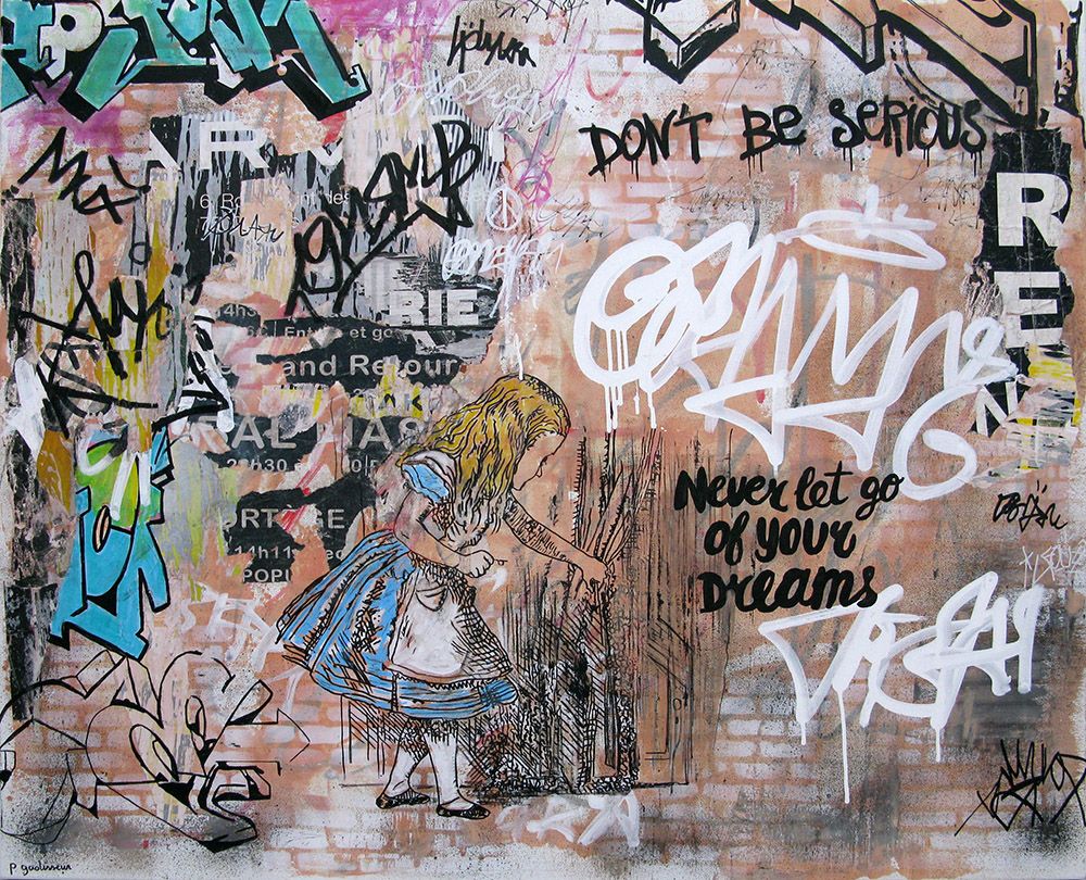 Tableau de PATRICIA GADISSEUR a pour titre  Never let go of your dreams style graffiti, street pop art dim : PATRICIA GADISSEURprix:1300