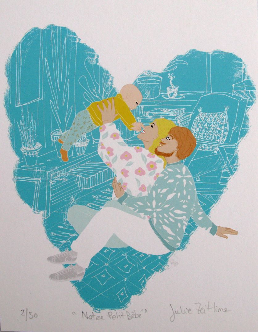 Editions d'art de JULIE ZEITLINE a pour titre  NOTRE PETIT BÉBÉ style figuratif dim : JULIE ZEITLINEprix:30