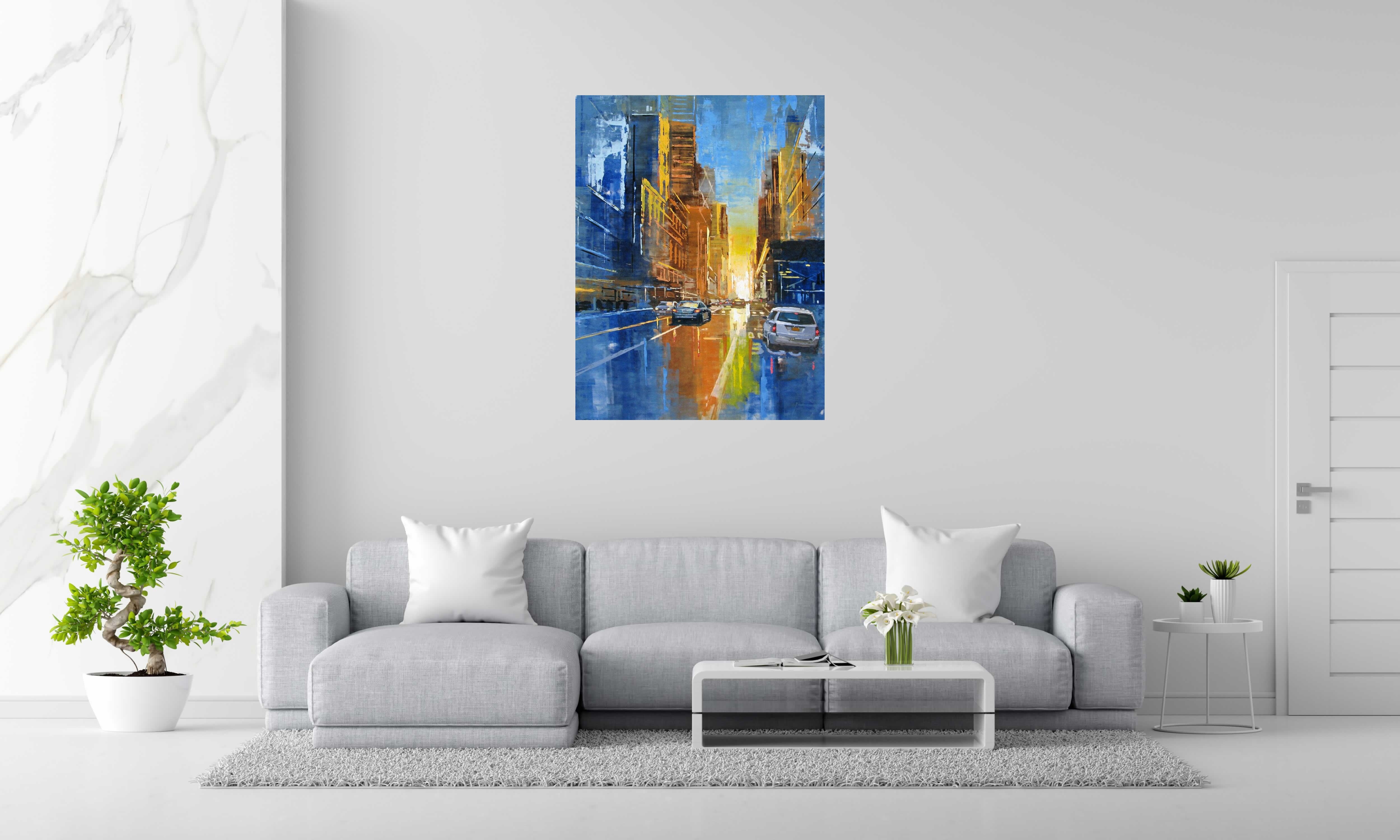 Tableau de ADRIEN FAVEAU a pour titre  57TH STREET SUNSET style figuratif dim : ADRIEN FAVEAUprix:2500