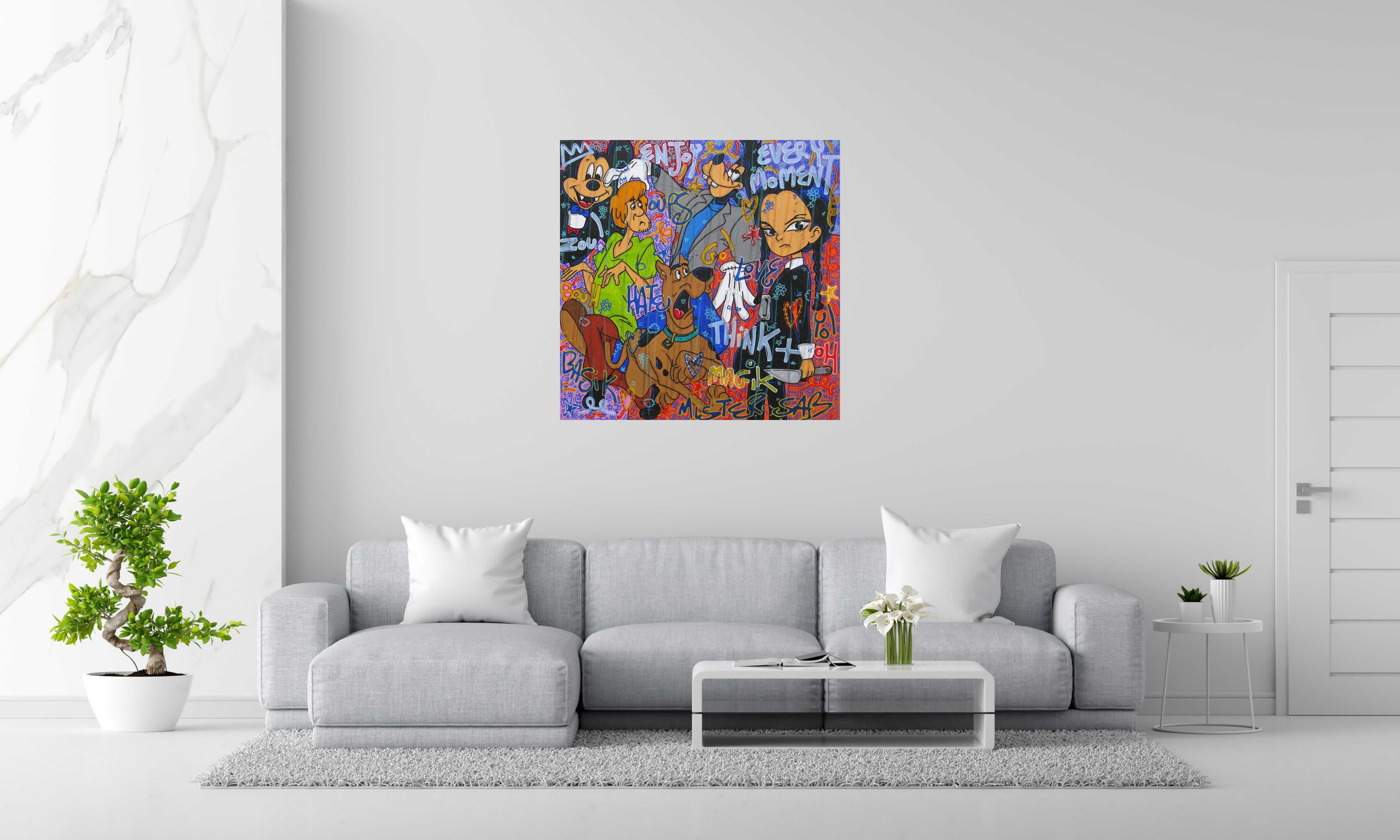 Tableau de RICO SAB a pour titre  ENJOY EVERY MOMENT style street pop art, street art dim : RICO SABprix:950