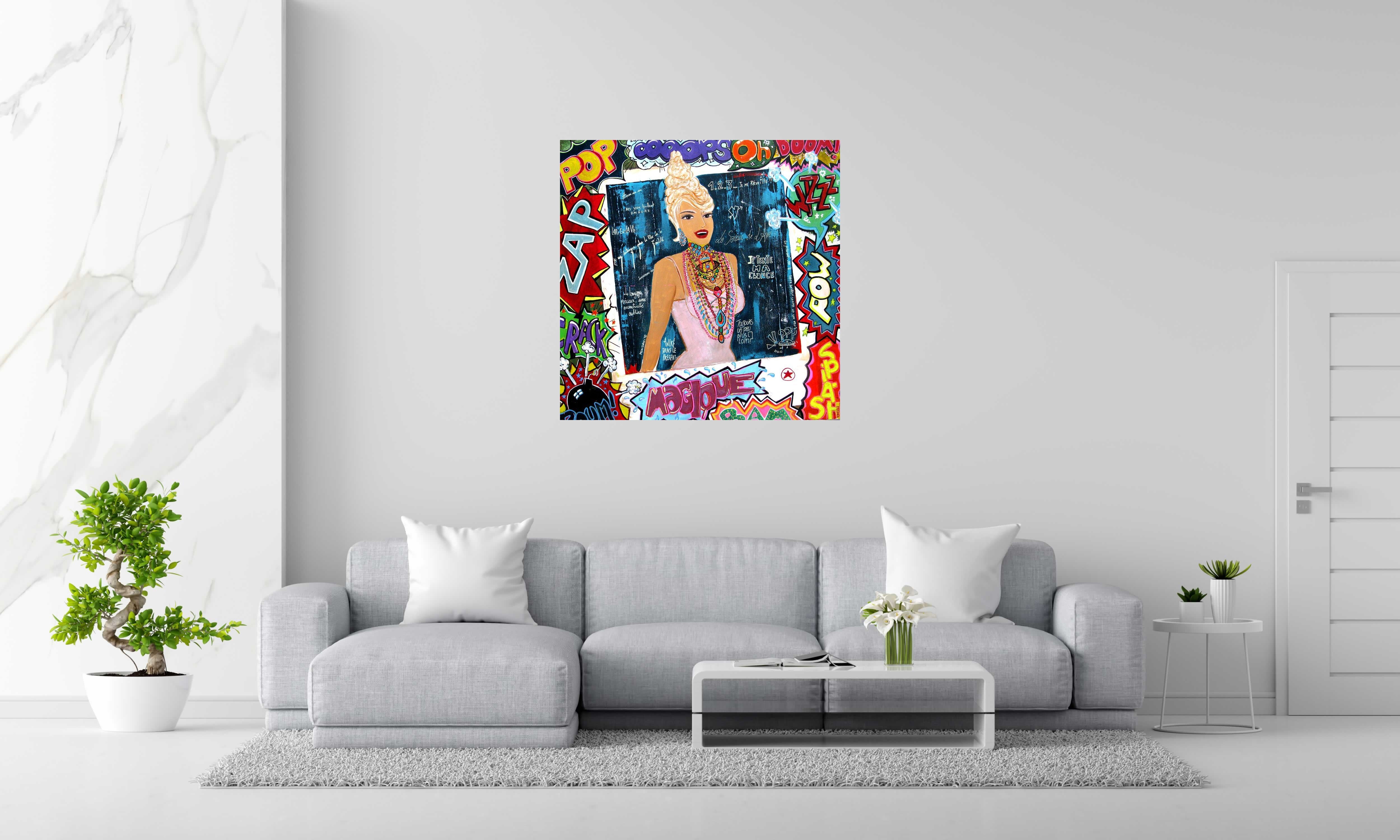 Tableau de CACOU a pour titre  Mademoiselle Pop style graphique dim : CACOUprix:850