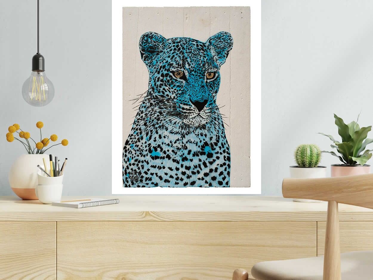 Editions d'art de MOSKO a pour titre  PANTHERE BLEU style street art  dim : MOSKOprix:250