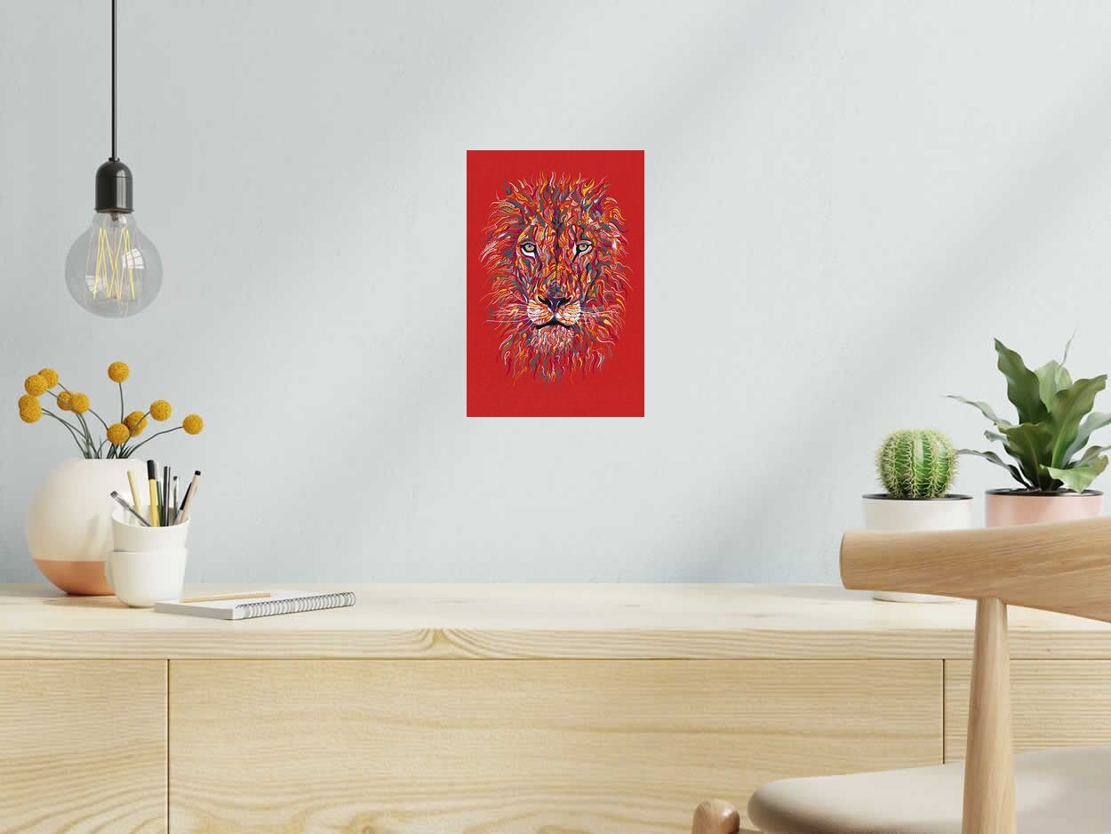 Editions d'art de MOX a pour titre  LION ROUGE style figuratif, graphique dim : MOXprix:40