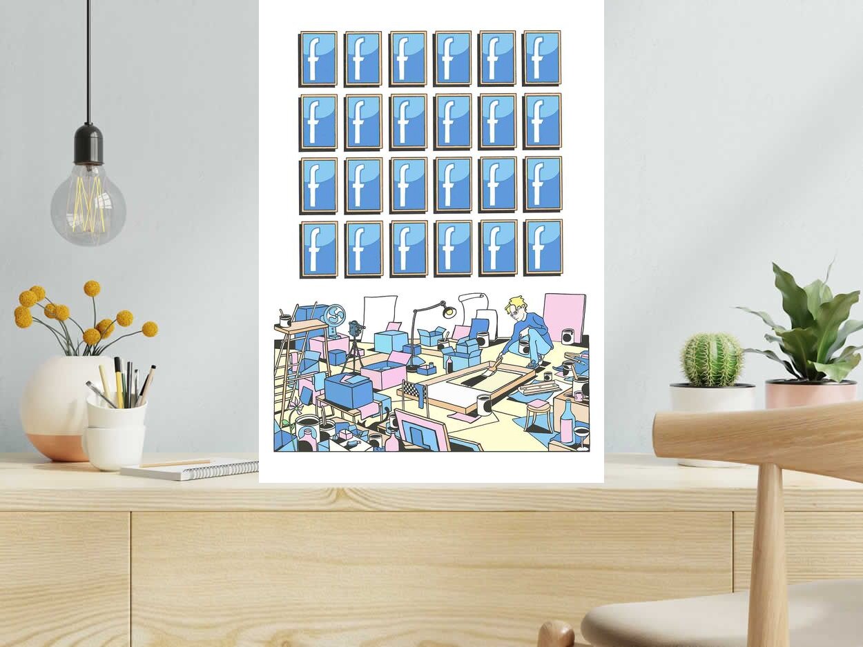 Editions d'art de Mark Temlett a pour titre  24 Heures Facebook style graphique dim : Mark Temlettprix:190