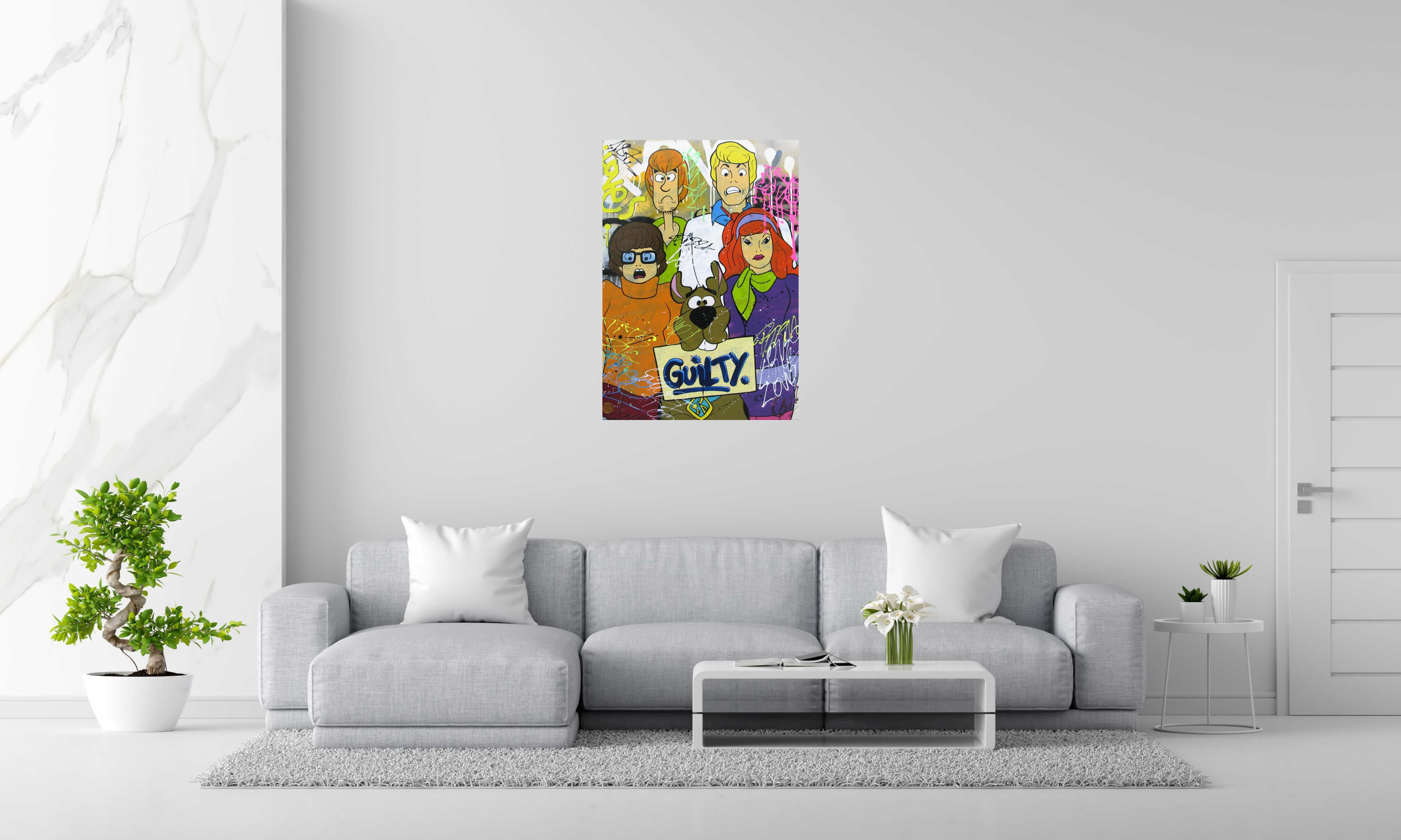 Tableau de JUG a pour titre  Guilty Scooby style street pop art, street art dim : JUGprix:700