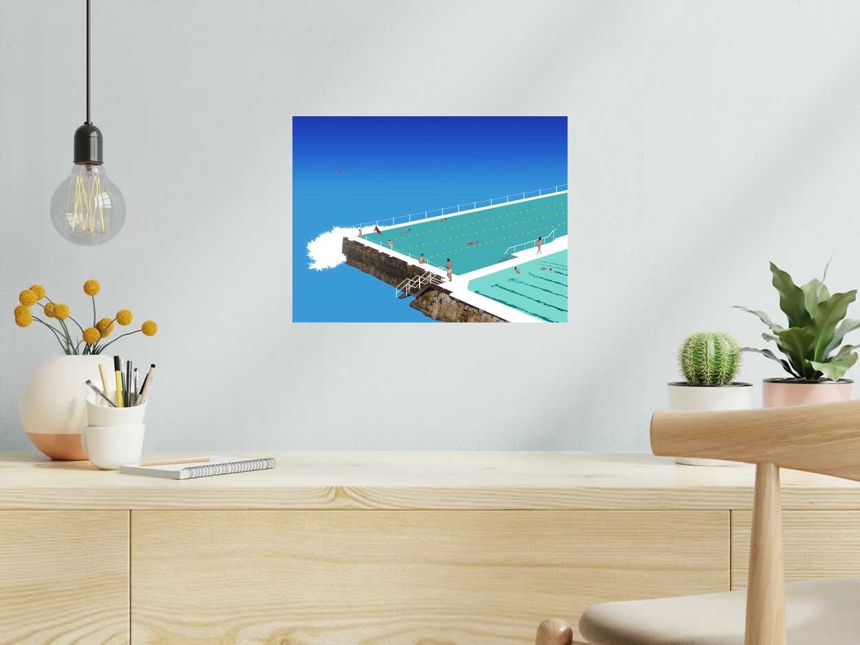Editions d'art de GILLES INVERNIZZI a pour titre  LA PISCINE DE BONDI BEACH style figuratif, graphique dim : GILLES INVERNIZZIprix:70