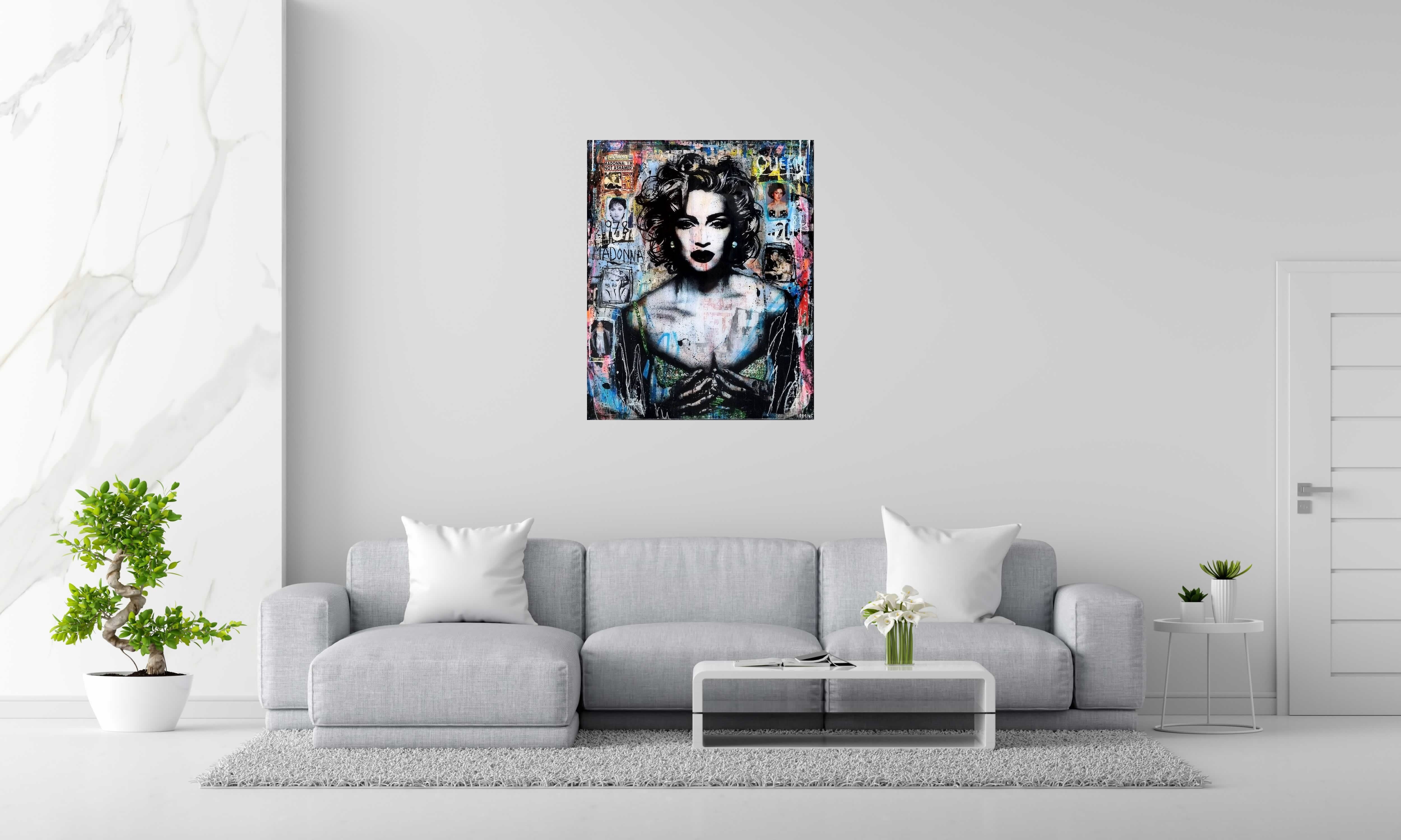 Tableau de THIERRY RASINE a pour titre  I'm not ashamed Madonna style street pop art, street art dim : THIERRY RASINEprix:1200