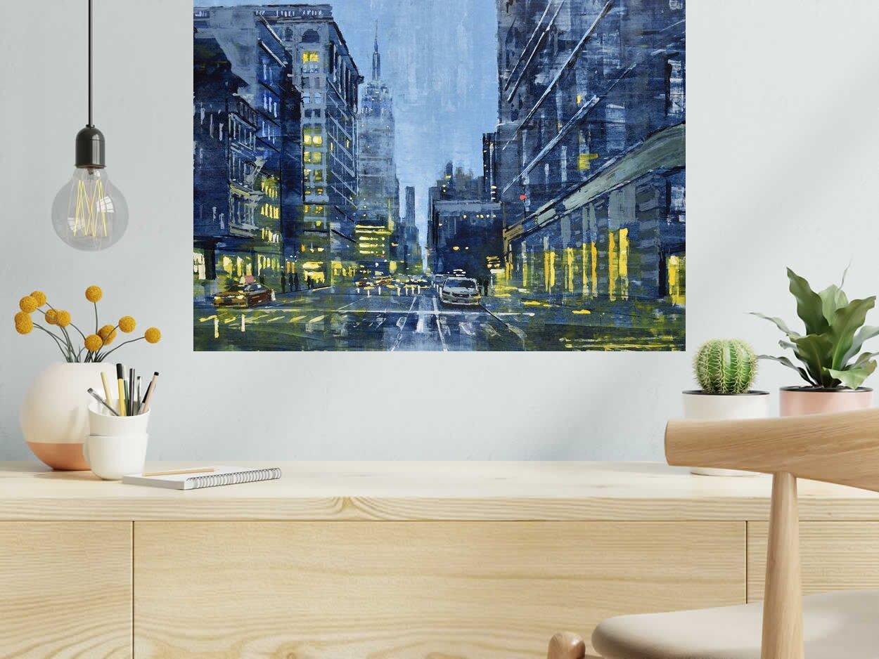 Editions d'art de ADRIEN FAVEAU a pour titre  5TH AVENUE EVENING LIGHTS style figuratif dim : ADRIEN FAVEAUprix:320