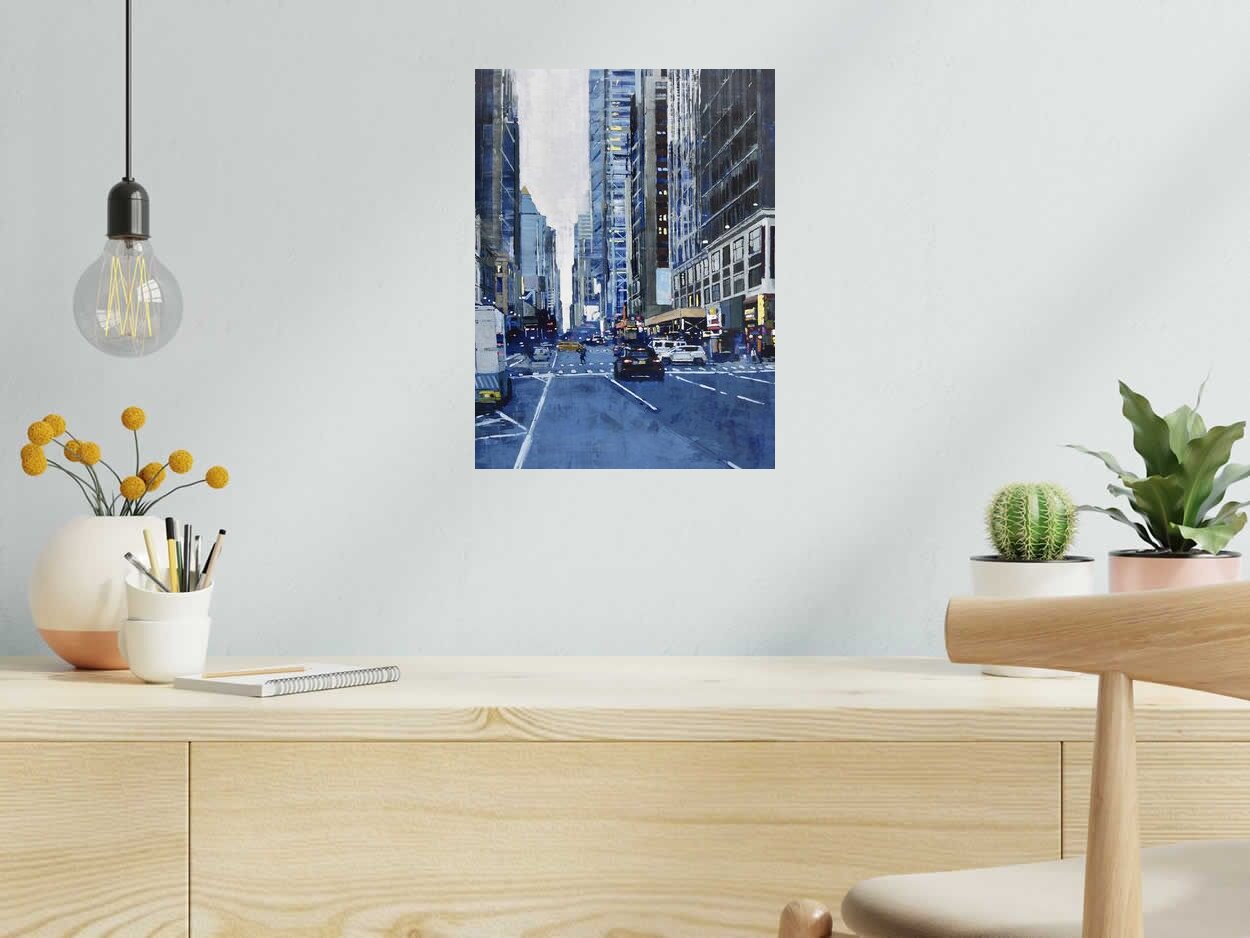 Editions d'art de ADRIEN FAVEAU a pour titre  8TH AVENUE IN BLUE style figuratif dim : ADRIEN FAVEAUprix:70