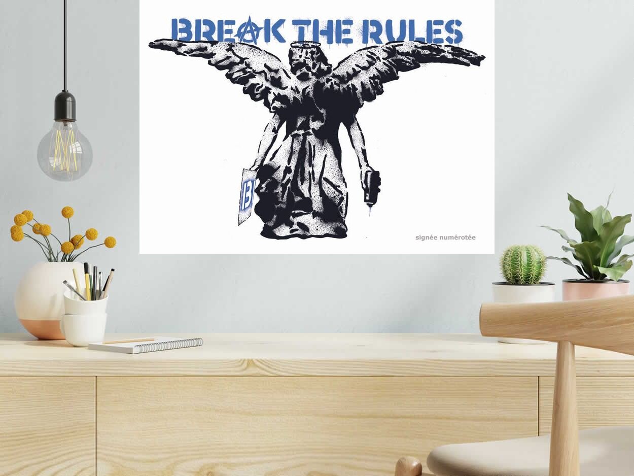 Editions d'art de FALCO a pour titre  BREAK THE RULES style street art, graphique dim : FALCOprix:75
