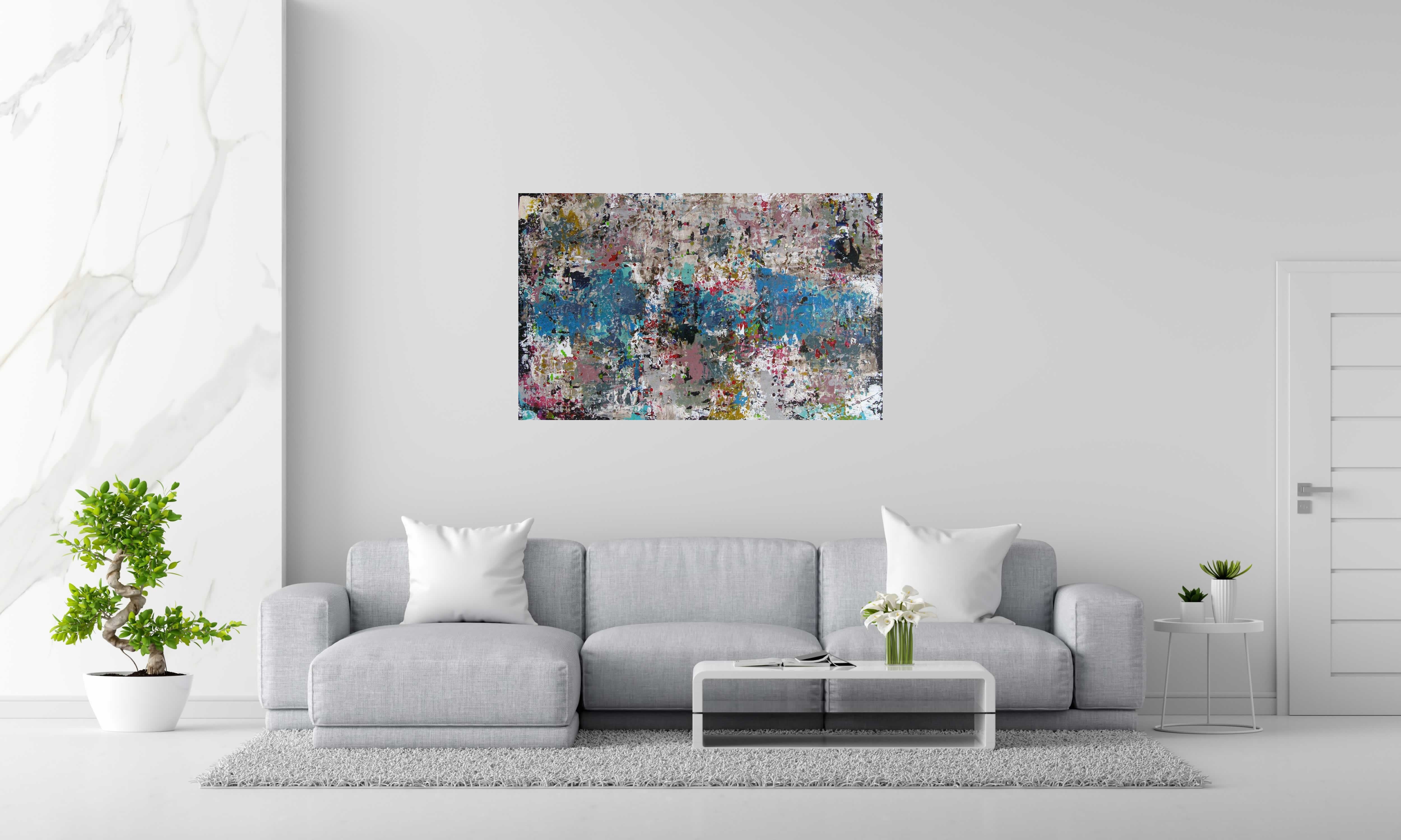 Tableau de CELINE WEBER a pour titre  STONE QUARTZ BLEU style abstrait dim : CELINE WEBERprix:1400