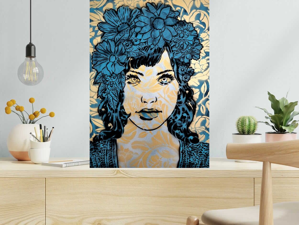 Tableau de CHUCK SPERRY a pour titre  BLUE EMPATHY style street art dim : CHUCK SPERRYprix:4000