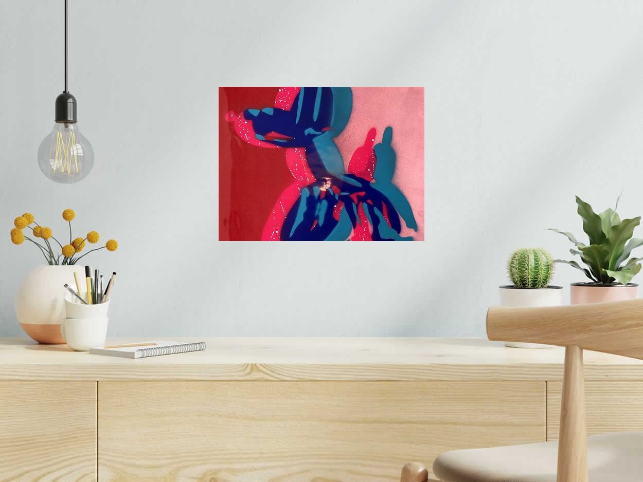 Editions d'art de WAWAPOD a pour titre  Koons Ilusion bleu rose style street pop art, graphique dim : WAWAPODprix:220