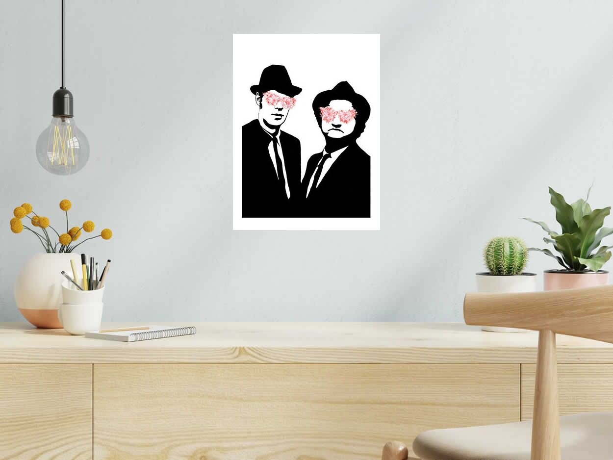 Editions d'art de CAMILLE POLI a pour titre  BLUES BROTHERS style figuratif, graphique dim : CAMILLE POLIprix:90