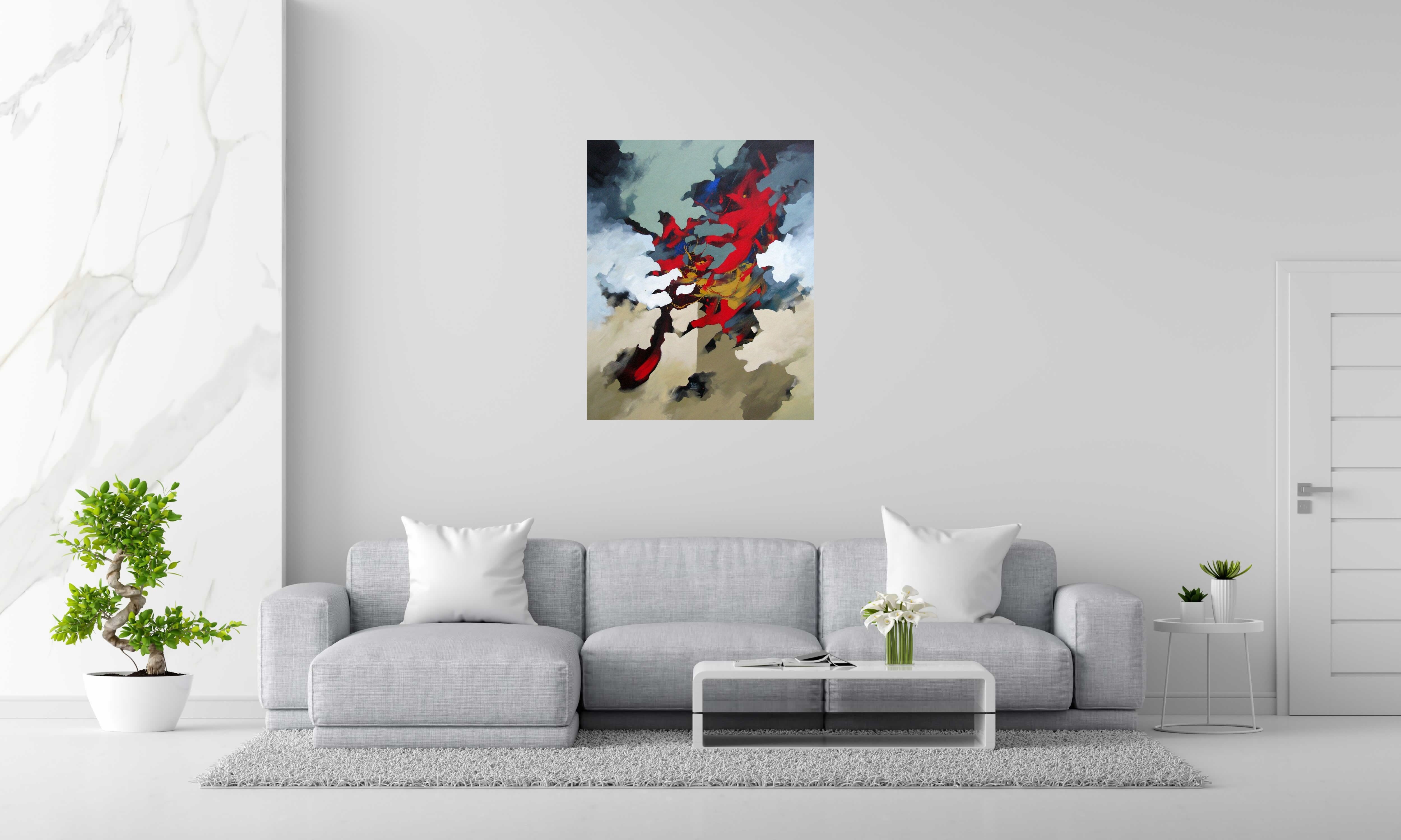 Tableau de BRUNEAU a pour titre  Chrysalide style abstrait dim : BRUNEAUprix:700
