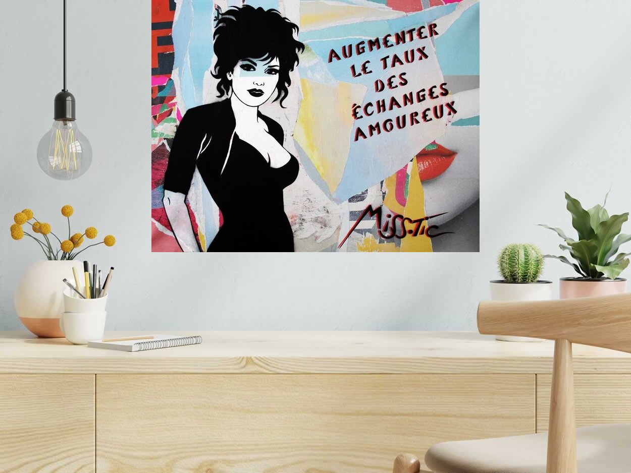 Editions d'art de MISS TIC a pour titre  AUGMENTER LE TAUX DES ECHANGES AMOUREUX style figuratif dim : MISS TICprix:2500