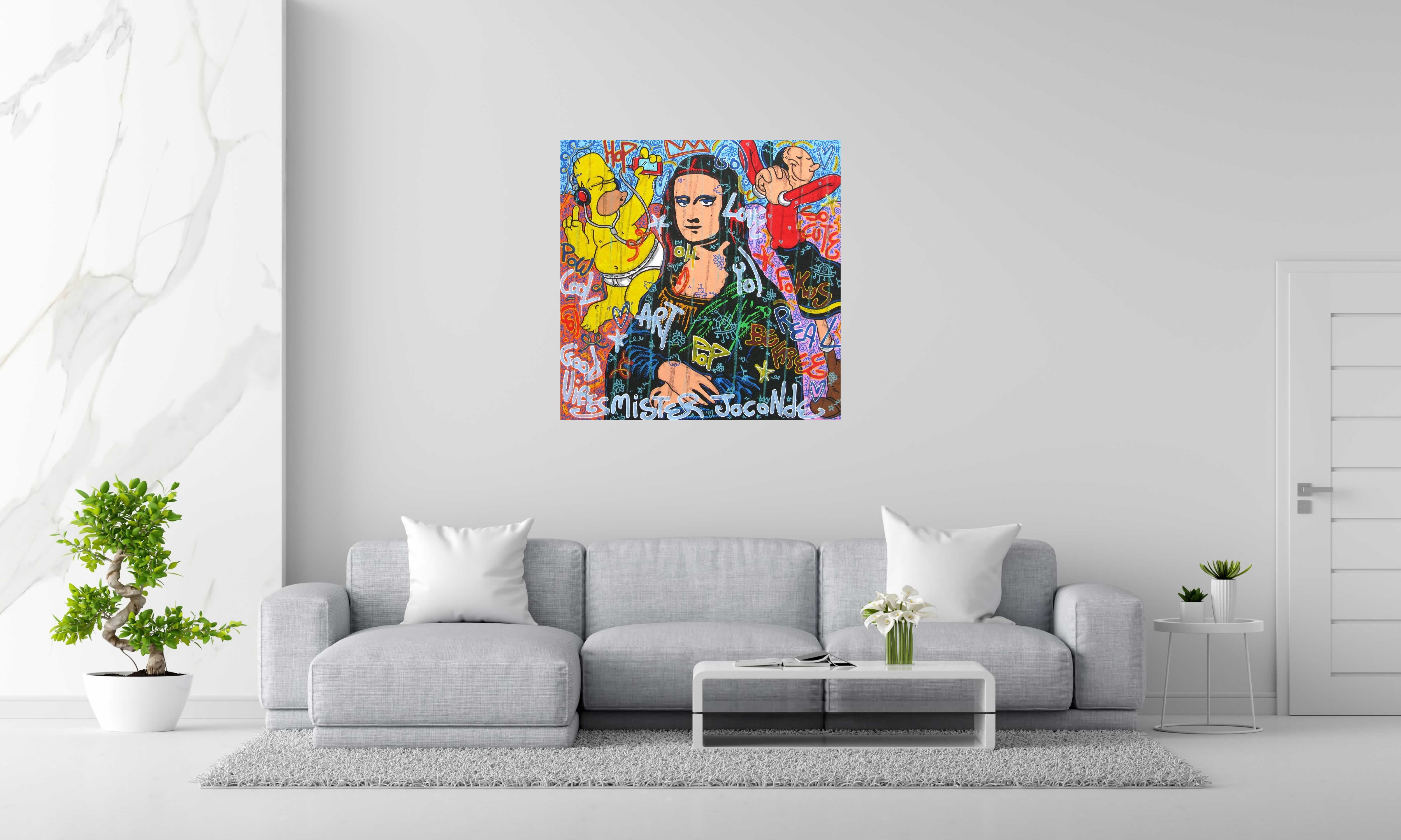 Tableau de RICO SAB a pour titre  Mister Joconde style street pop art, street art dim : RICO SABprix:950