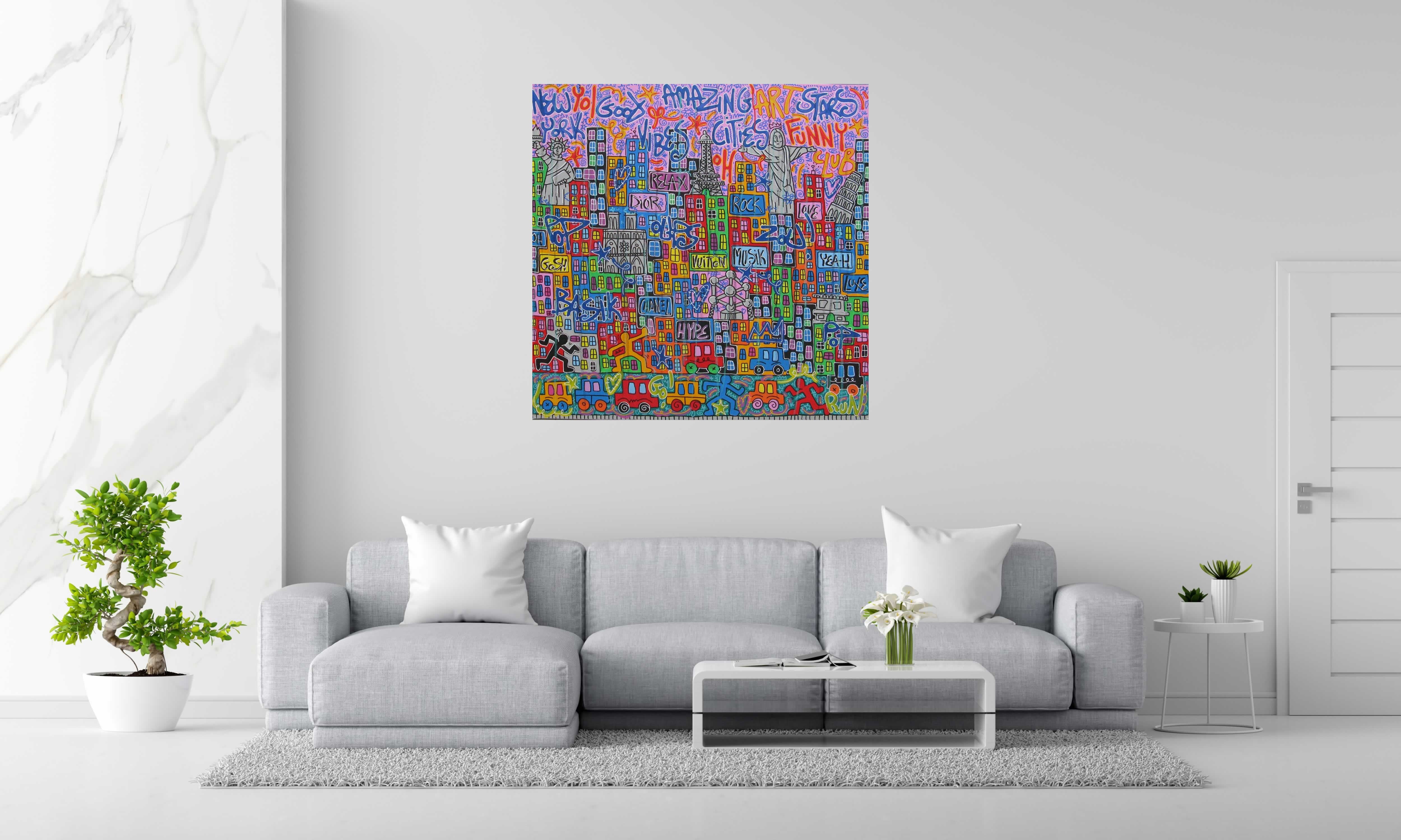 Tableau de RICO SAB a pour titre  Funny stars style street pop art, street art dim : RICO SABprix:1200