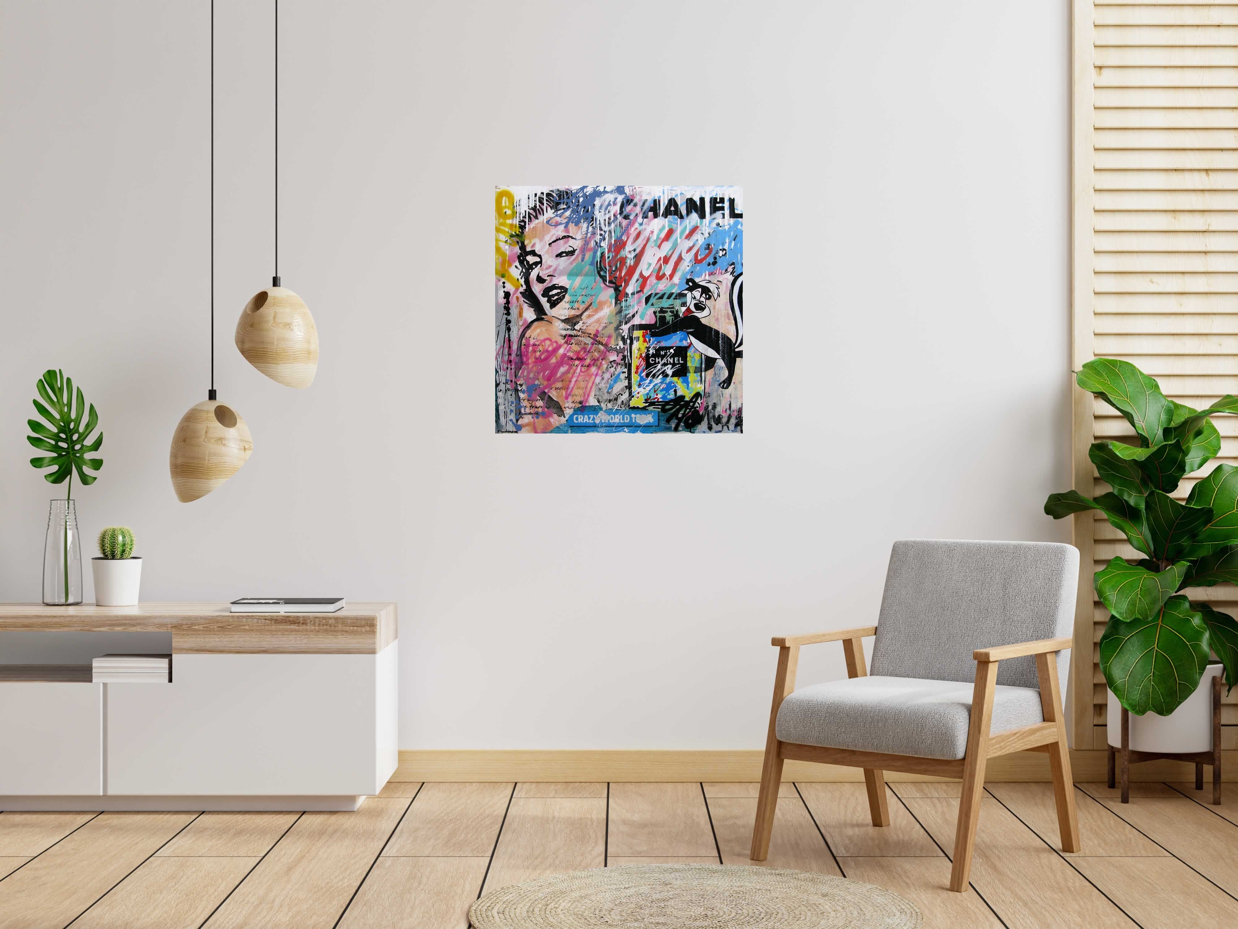 Tableau de PATRICIA GADISSEUR a pour titre  CRAZY WORLD style graffiti, street pop art dim : PATRICIA GADISSEURprix:700