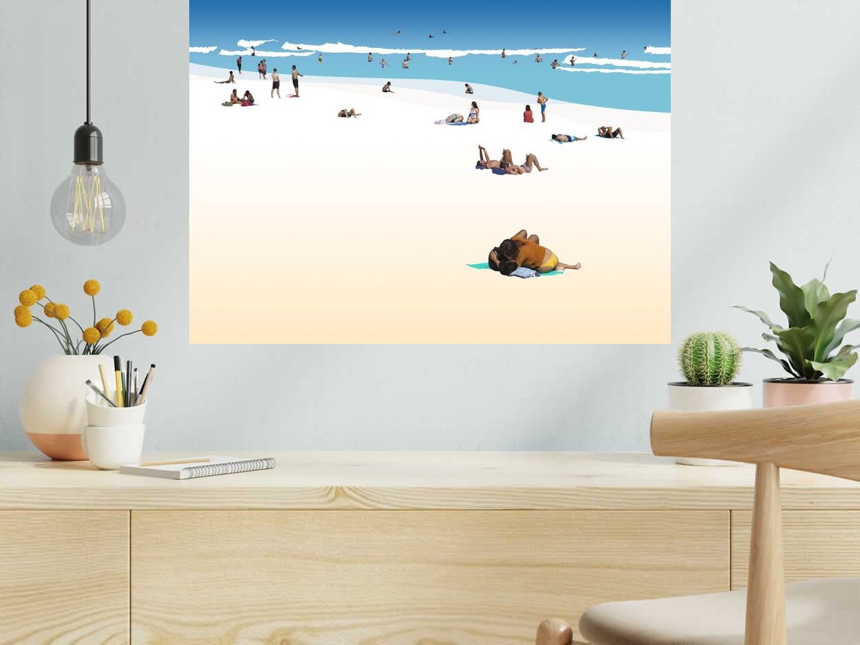 Editions d'art de GILLES INVERNIZZI a pour titre  AMOUREUX A BONDI BEACH style figuratif, graphique dim : GILLES INVERNIZZIprix:150