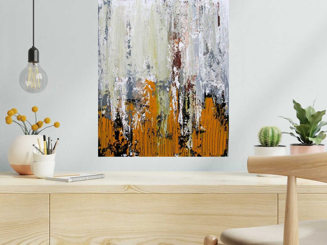 Tableau de TANIA CARRARA a pour titre  SANS TITRE JAUNE style abstrait dim : TANIA CARRARAprix:450