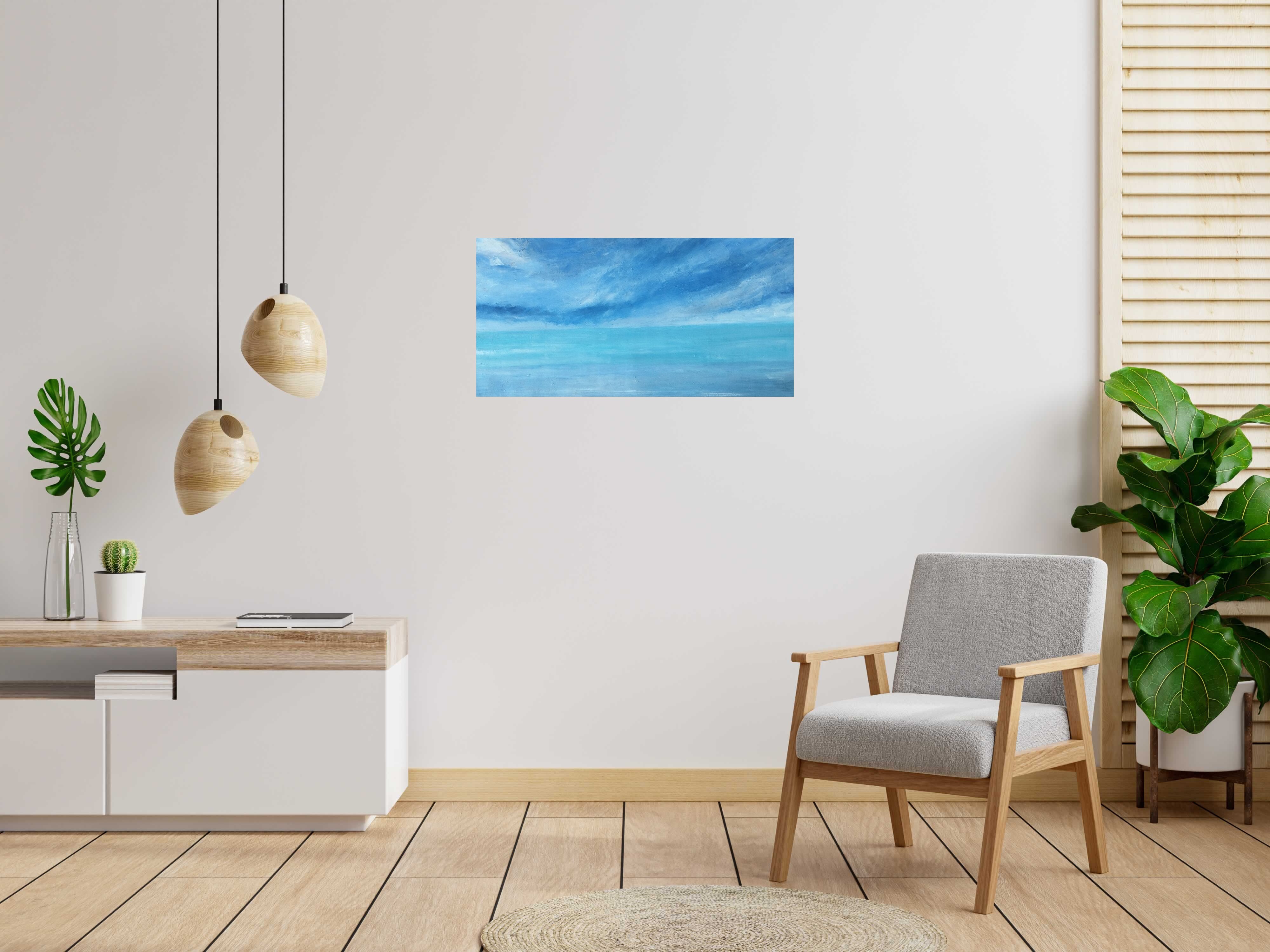 Tableau de PASCALE JACQUEMOND a pour titre  Bleu gris style abstrait dim : PASCALE JACQUEMONDprix:700