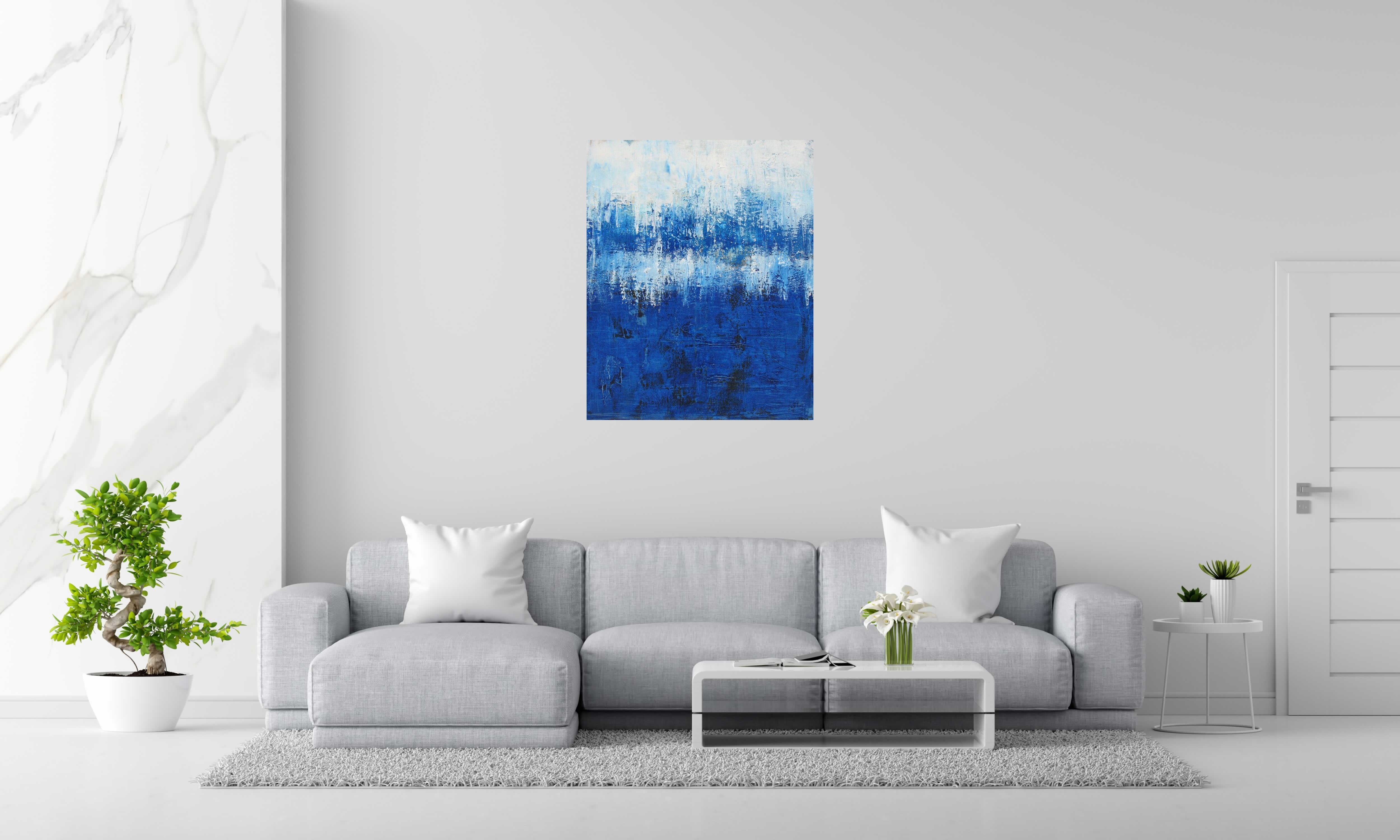 Tableau de TANIA CARRARA a pour titre  BLEU ET BLANC 2 style abstrait dim : TANIA CARRARAprix:850