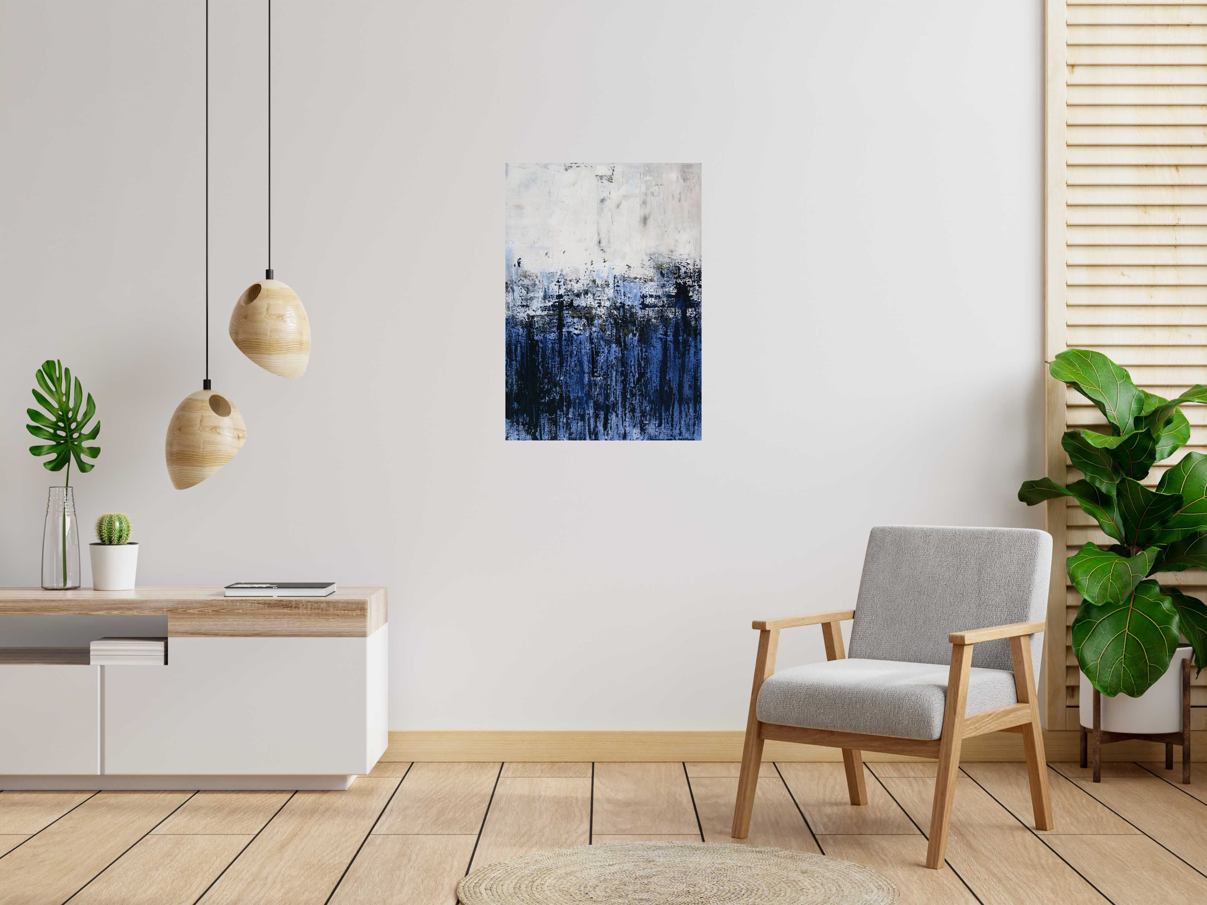 Tableau de TANIA CARRARA a pour titre  BLEU ET BLANC 1 style abstrait dim : TANIA CARRARAprix:700