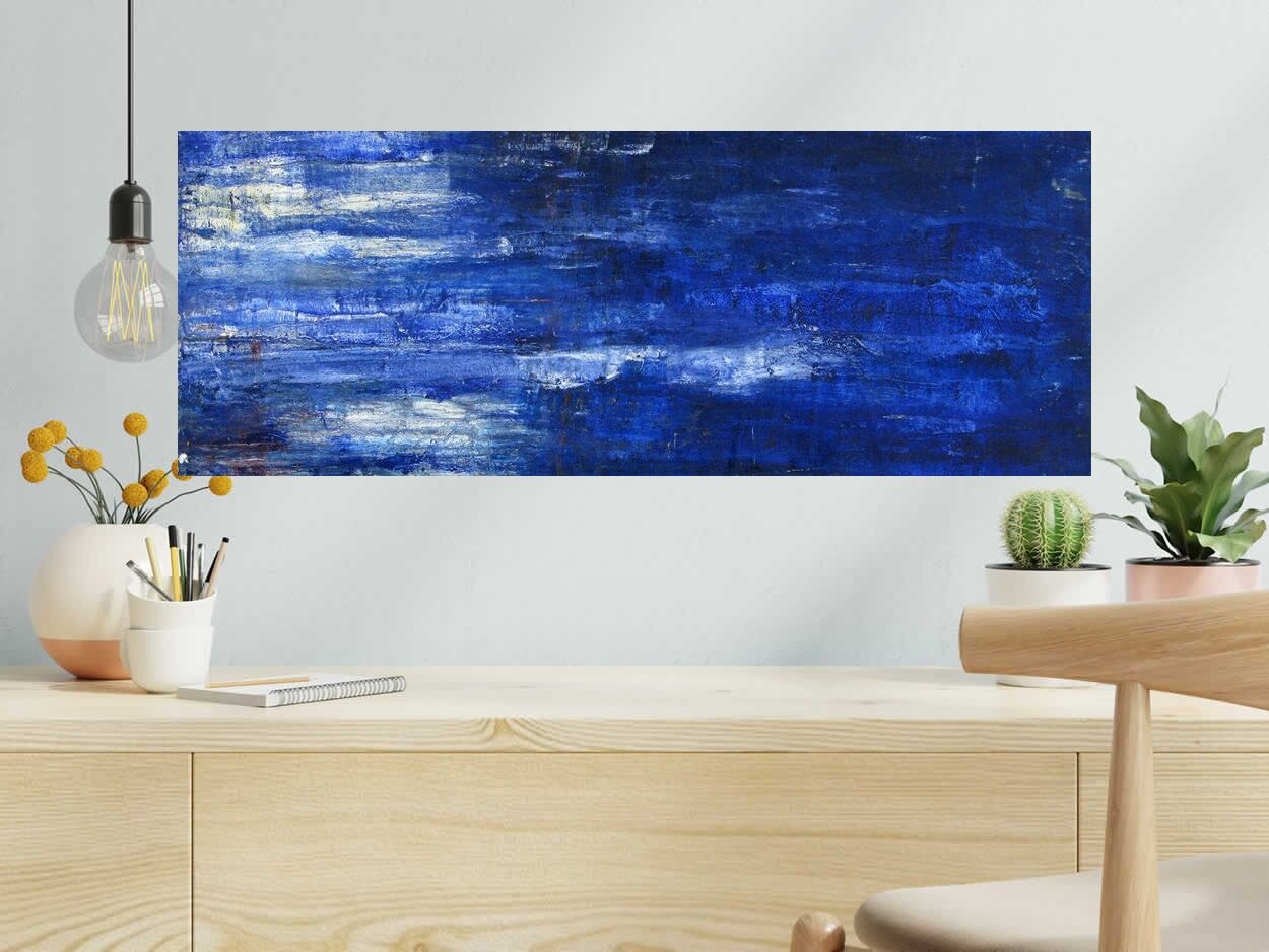 Tableau de PASCALE JACQUEMOND a pour titre  Bleu marine style abstrait dim : PASCALE JACQUEMONDprix:420