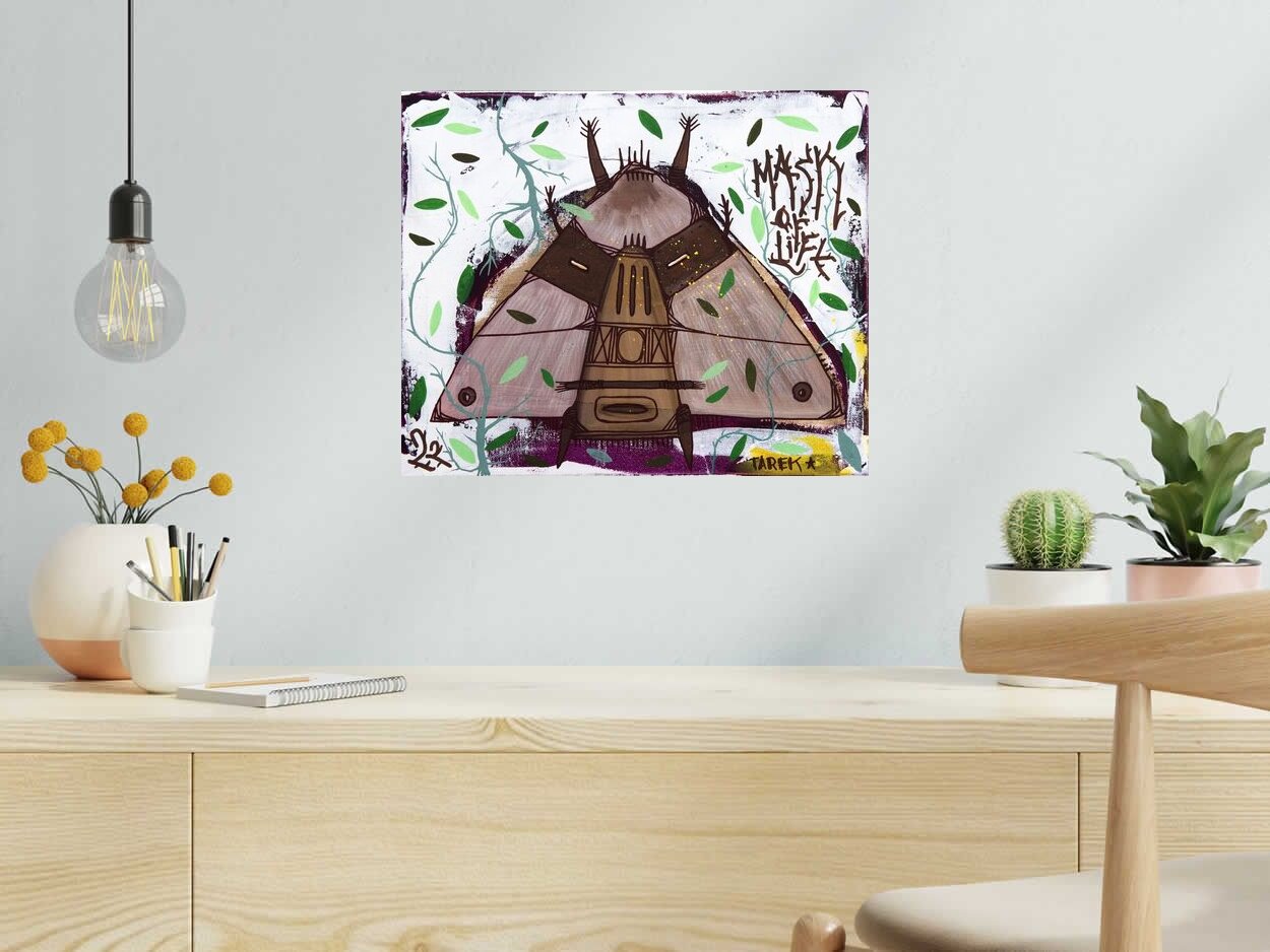 Tableau de TAREK a pour titre  Mask of life style graphique dim : TAREKprix:550