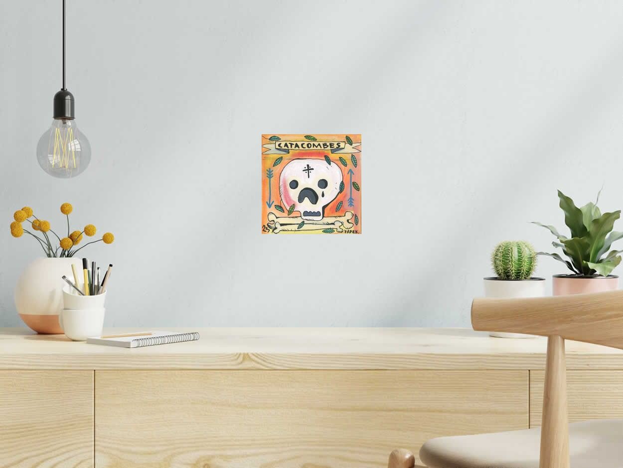 Tableau de TAREK a pour titre  Catacombes style graphique dim : TAREKprix:150